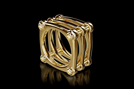 “NDAG” Big MAC Square Gold Ring