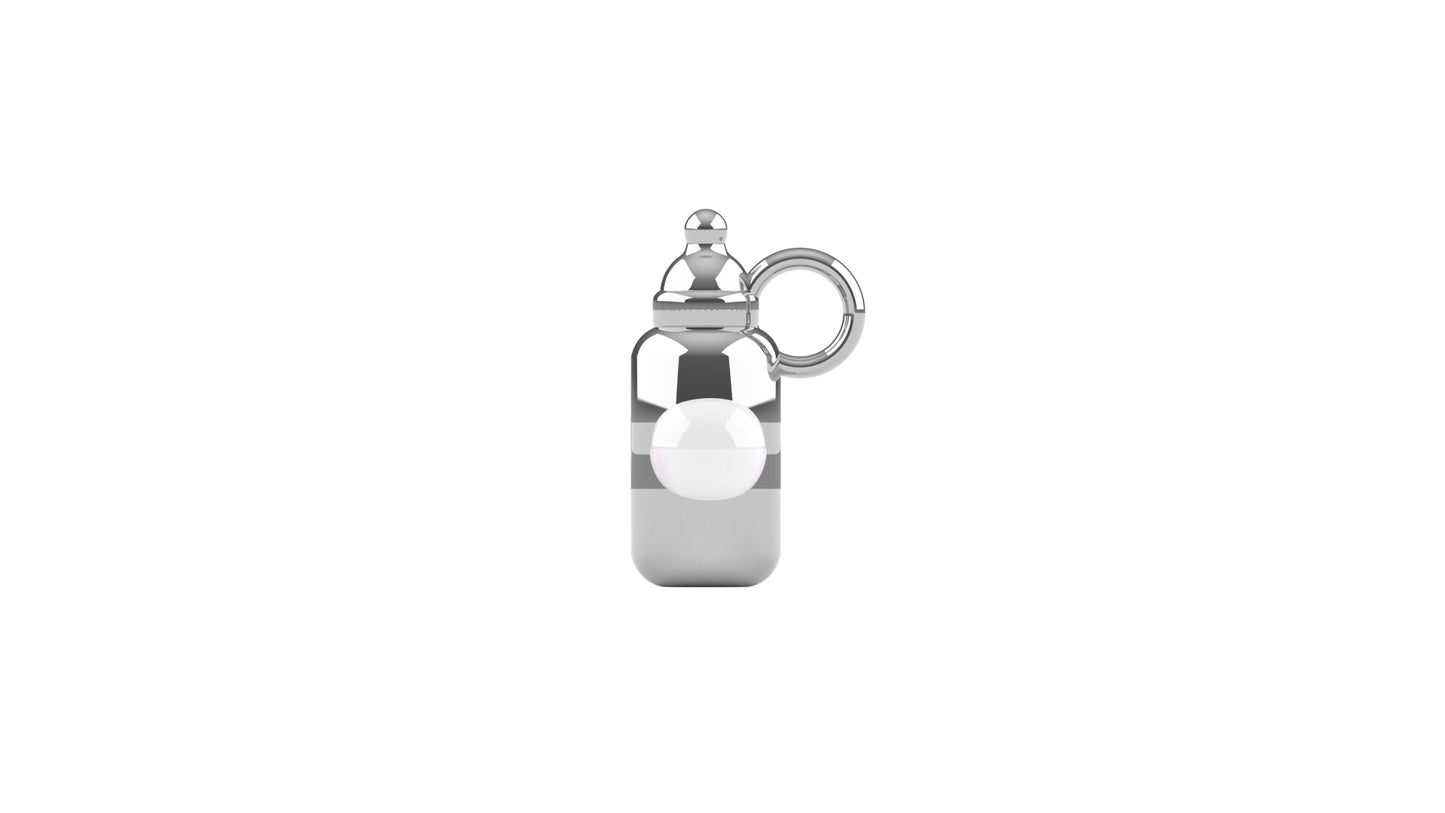 Breastmilk Bottle Pendant – 18K White Gold