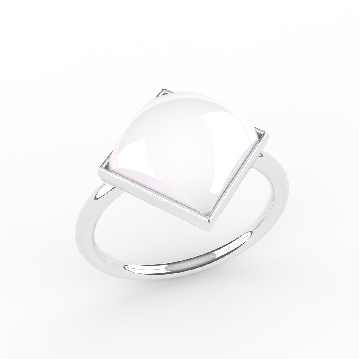 Breastmilk Ring, Princess Cut – 18K White Gold