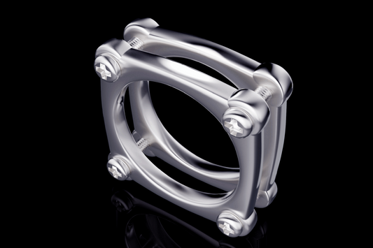 “NDAG” Mini MAC Square Silver Ring