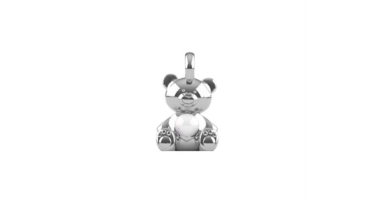 Breastmilk Teddy Bear Charm– 18K White Gold
