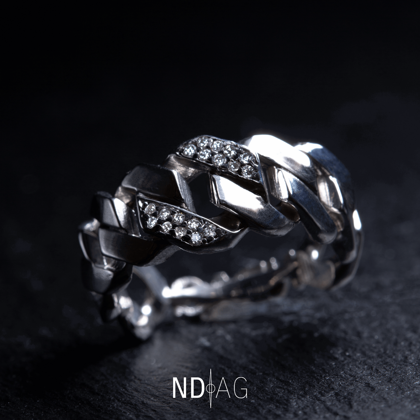 “NDAG” Diamond Cuban Gold Ring