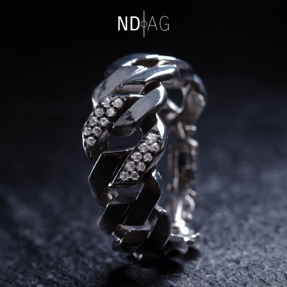 “NDAG” Diamond Cuban Gold Ring