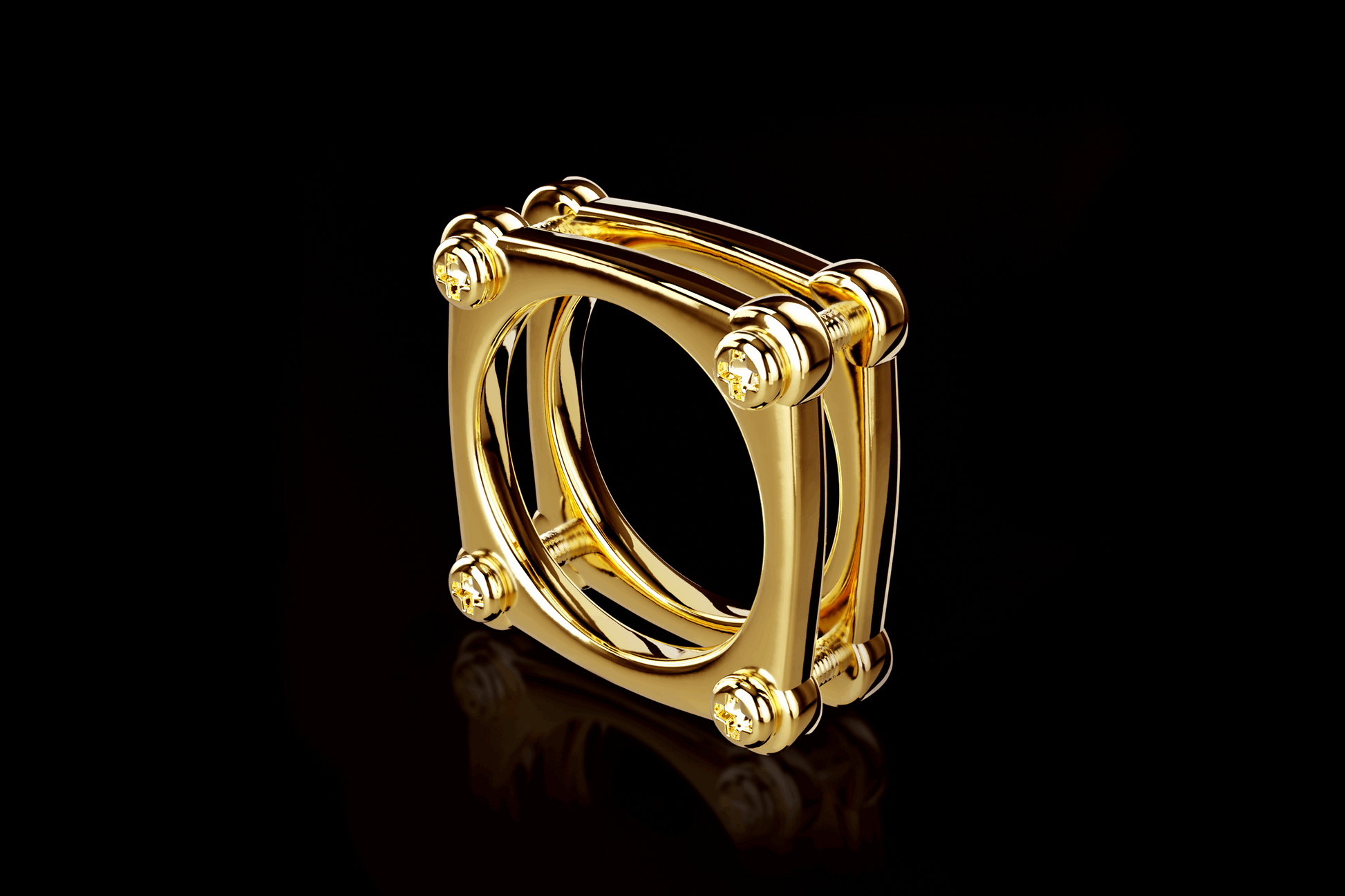 “NDAG” Mini MAC Square Gold Ring