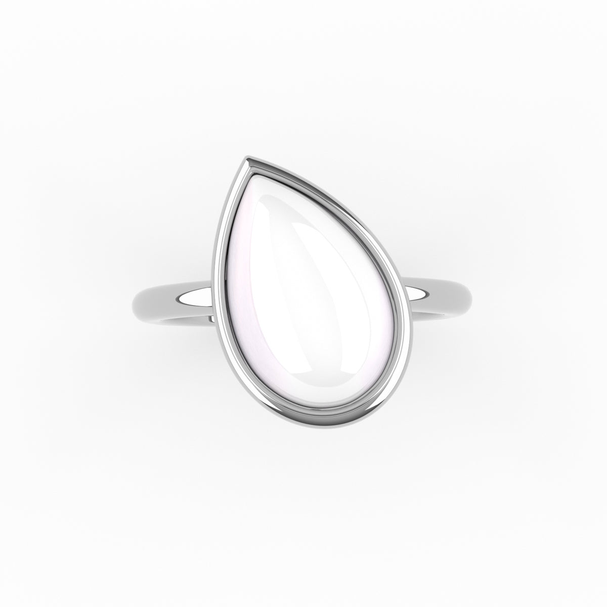 Breastmilk Ring, Pear Bezel – 18K White Gold
