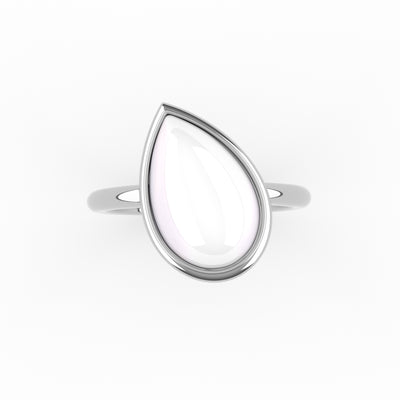 Breastmilk Ring, Pear Bezel – 18K White Gold