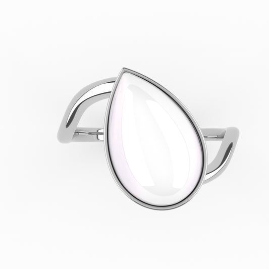 TWO | Pear Shape Breastmilk Ring – 18K White Gold