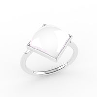 Princess-cut preserved breastmilk stone, bezel set in a solid 18K gold ring