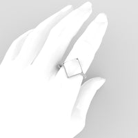 Princess-cut breastmilk ring in solid 18K gold, shown worn on a hand