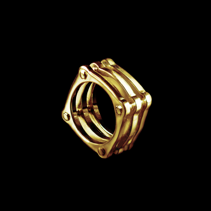 “NDAG” Big MAC Square Gold Ring