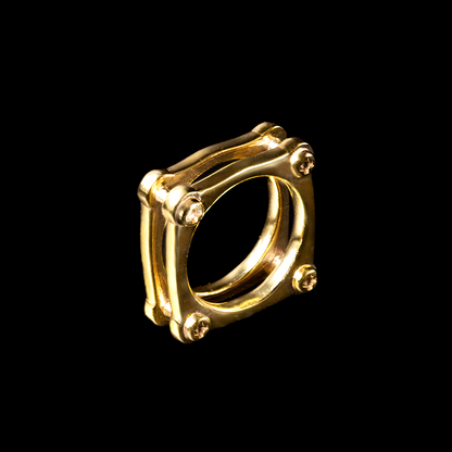 “NDAG” Mini MAC Square Gold Ring