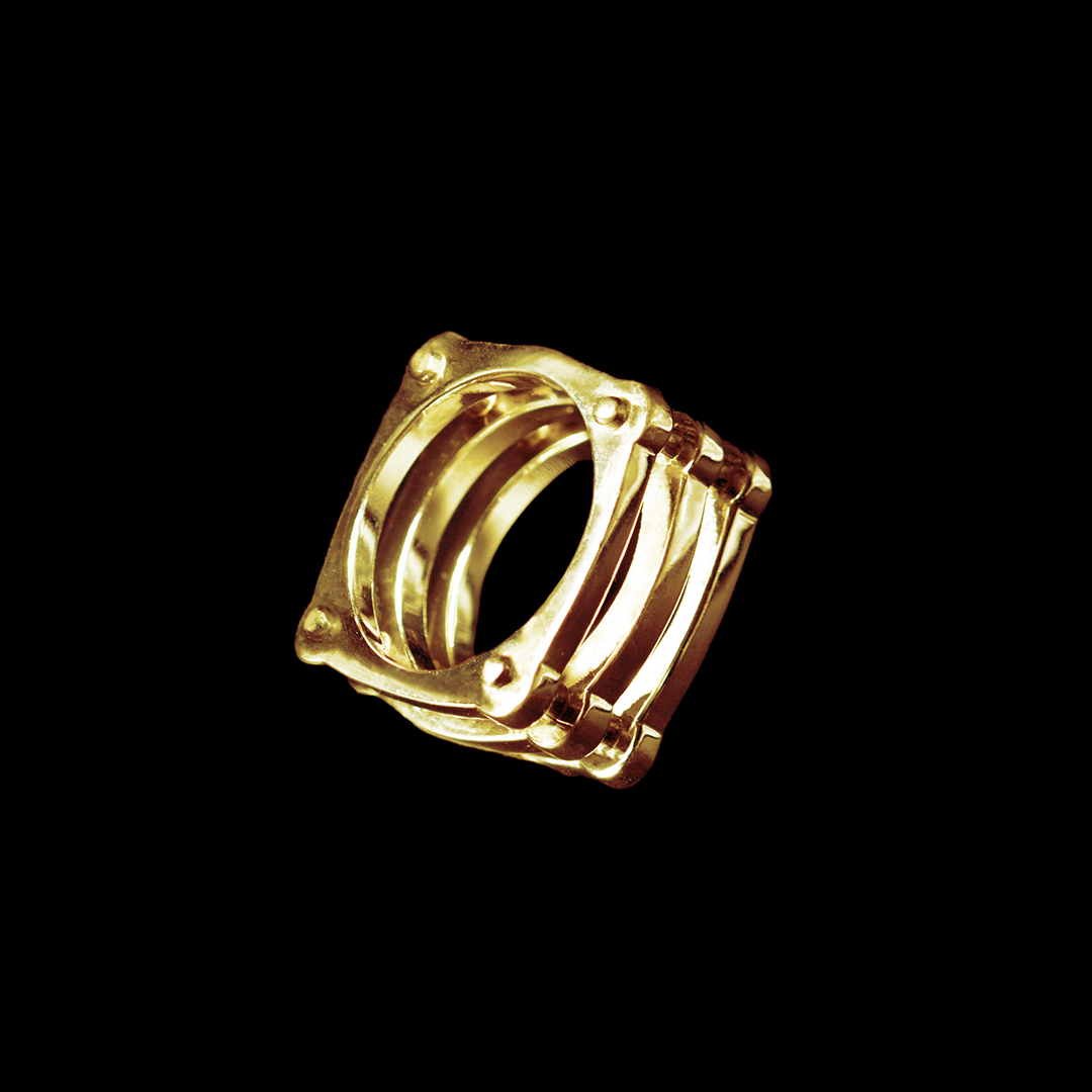 “NDAG” Big MAC Square Gold Ring