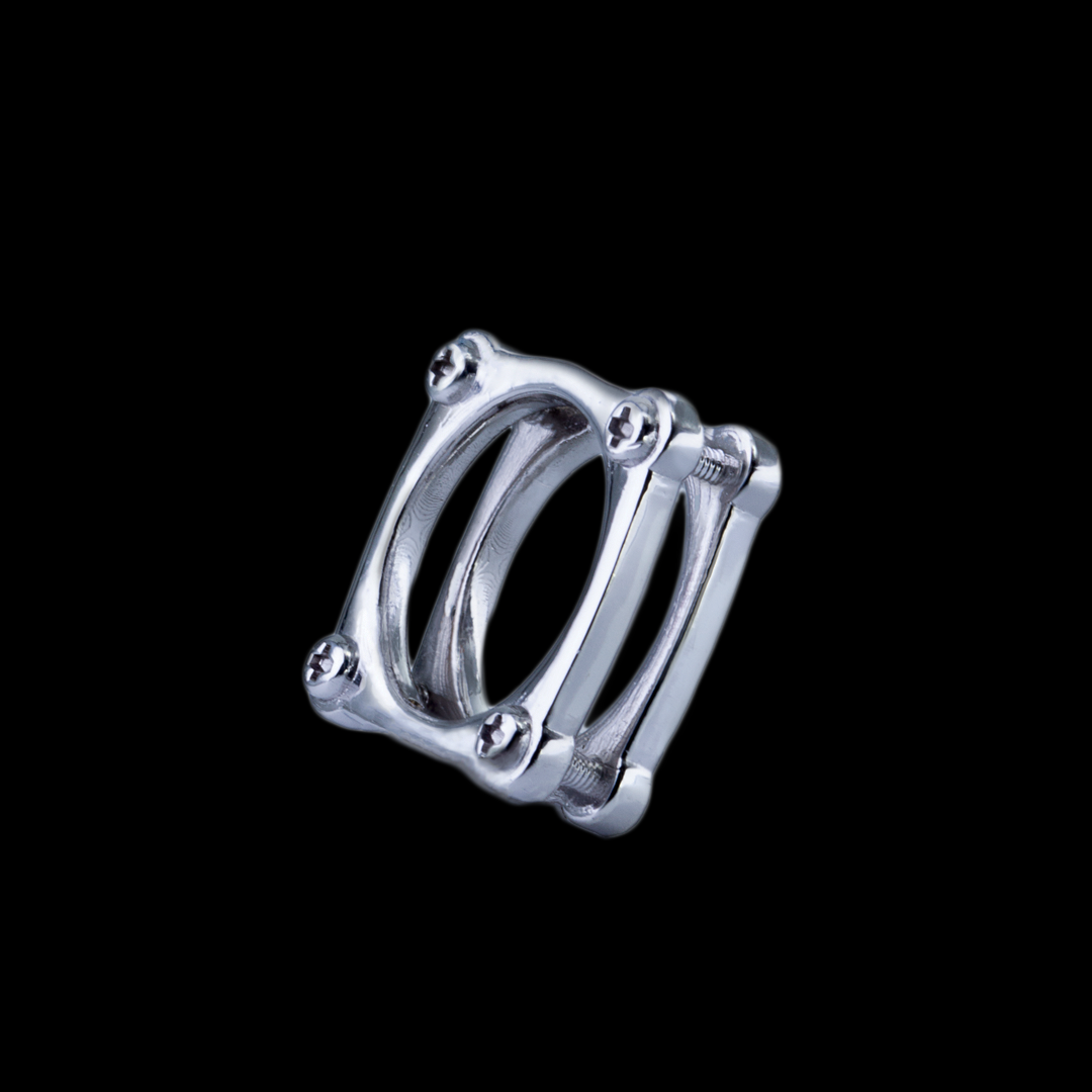 “NDAG” Mini MAC Square Silver Ring